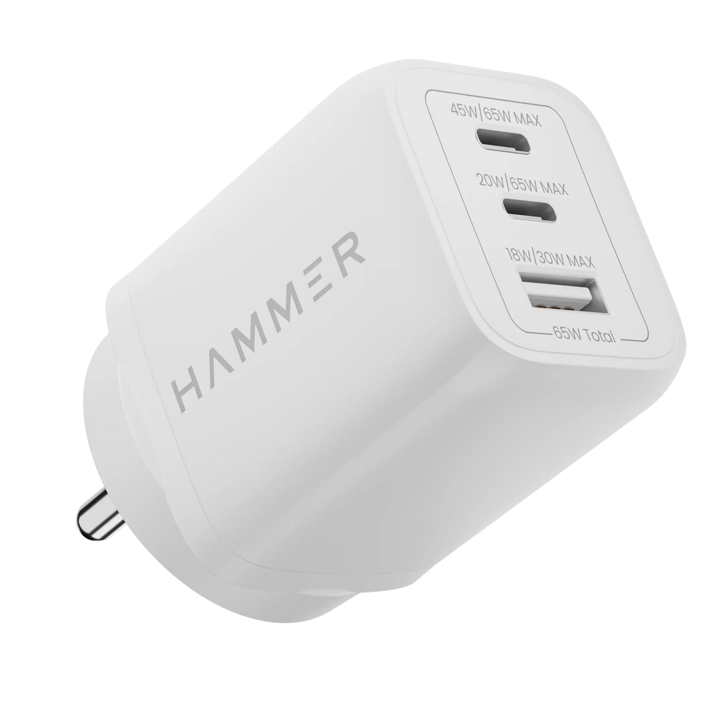 Hammer Gan Charger 65W Type C & USB Port Fast Charger