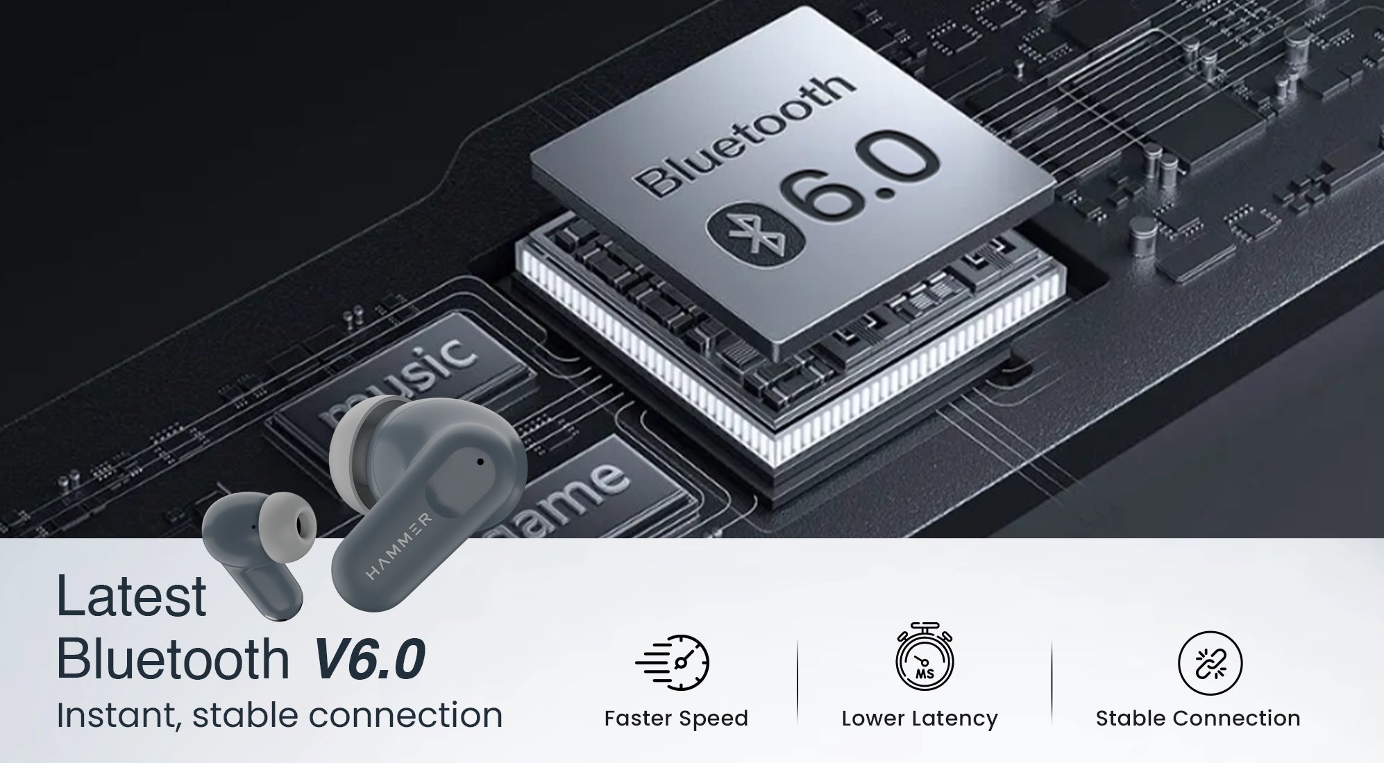 Airflow Go earbuds featuring Bluetooth 6.0 for faster, stable connectivity