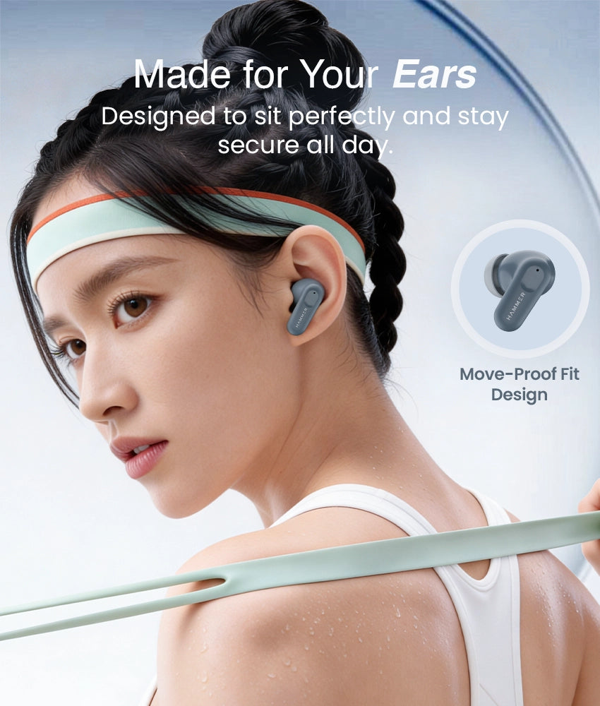 Airflow Go Secure, move-proof earbuds designed for comfortable all-day active wear