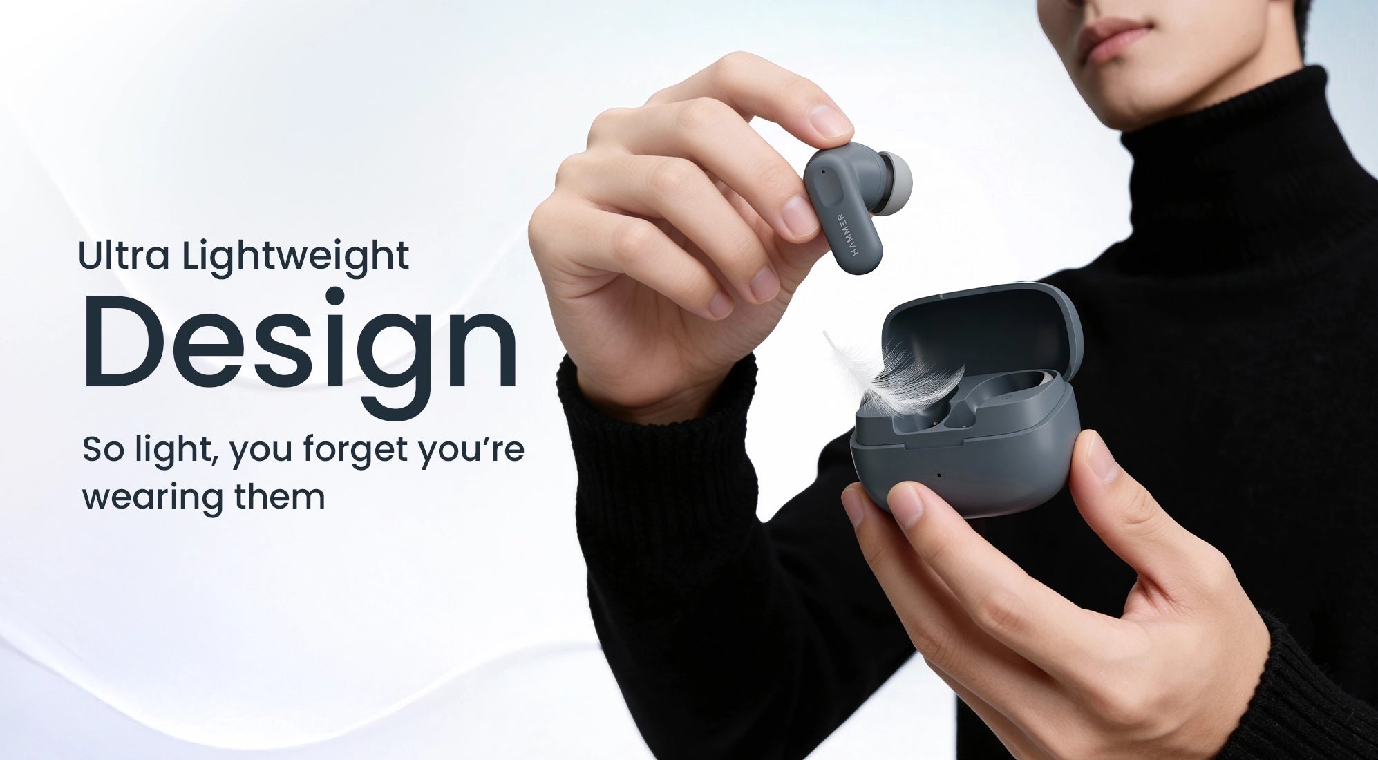 Airflow GO Ultra-lightweight earbuds with compact case for all-day comfort and ease