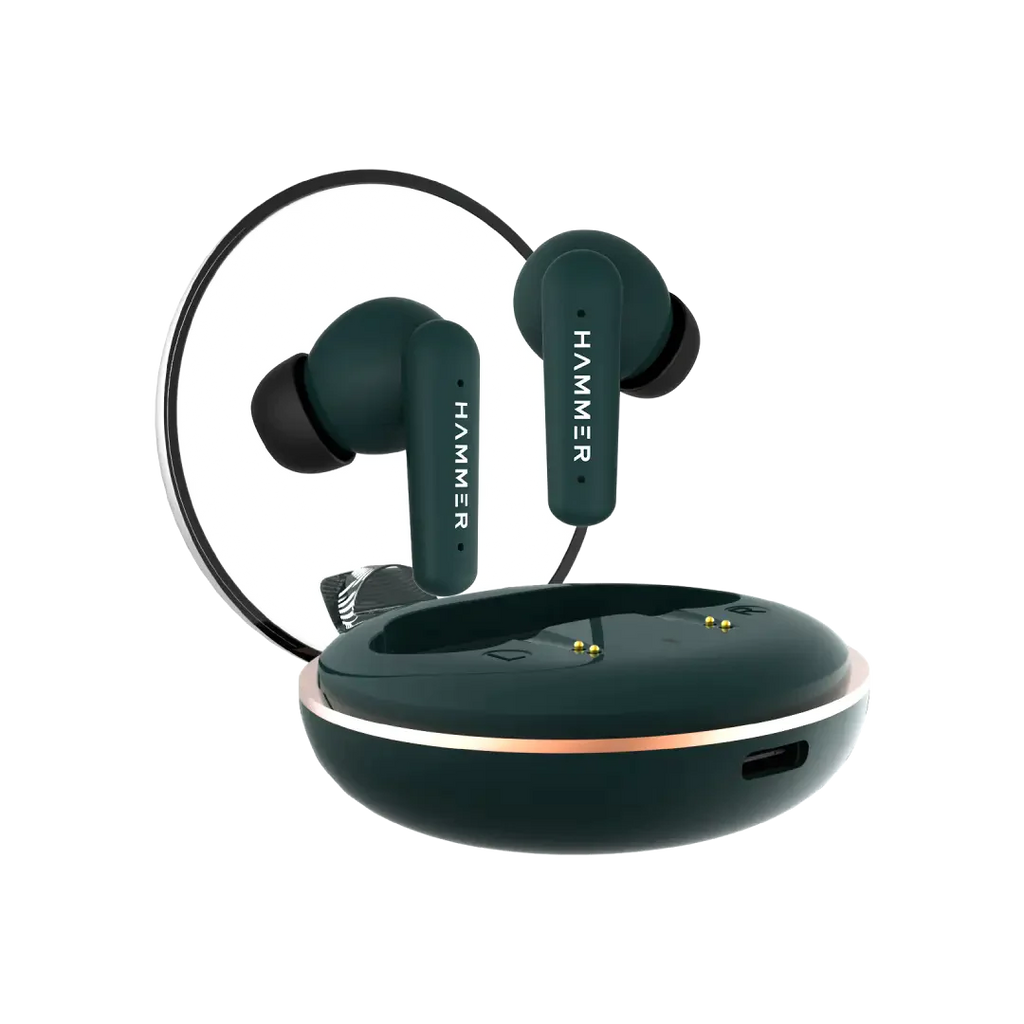 (Refurbished) Hammer Airflow Plus TWS Earbuds with Bluetooth 5.1 and Smart Touch Control (Emerald Green)