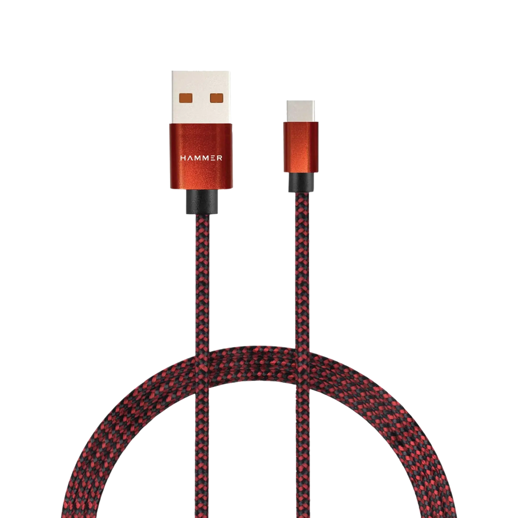 Hammer Unbreakable 3.1A Fast Charging Braided Cable 1 Meter (Red)