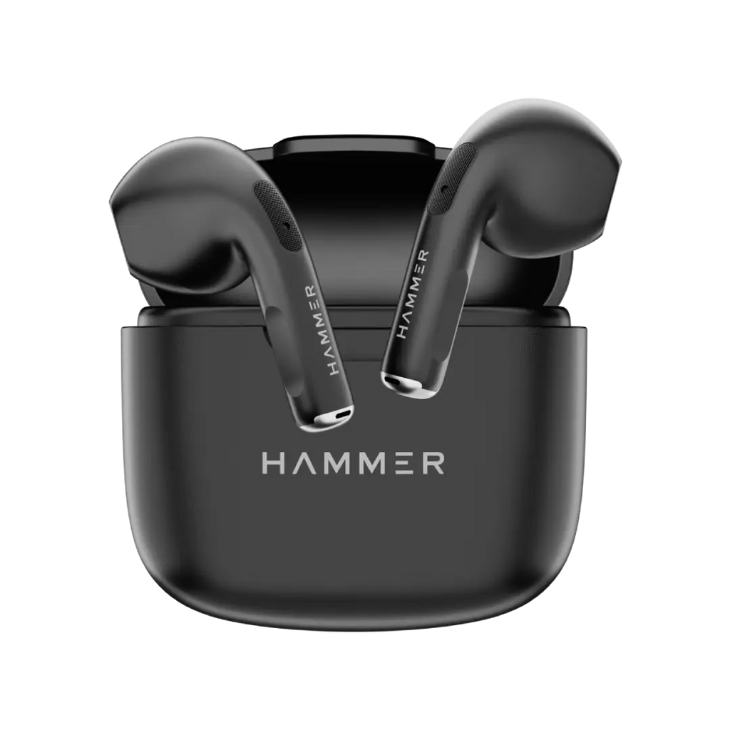 (Refurbished) Hammer KO Mini Bluetooth Earbuds with Touch Controls and Voice Assistant (Black)