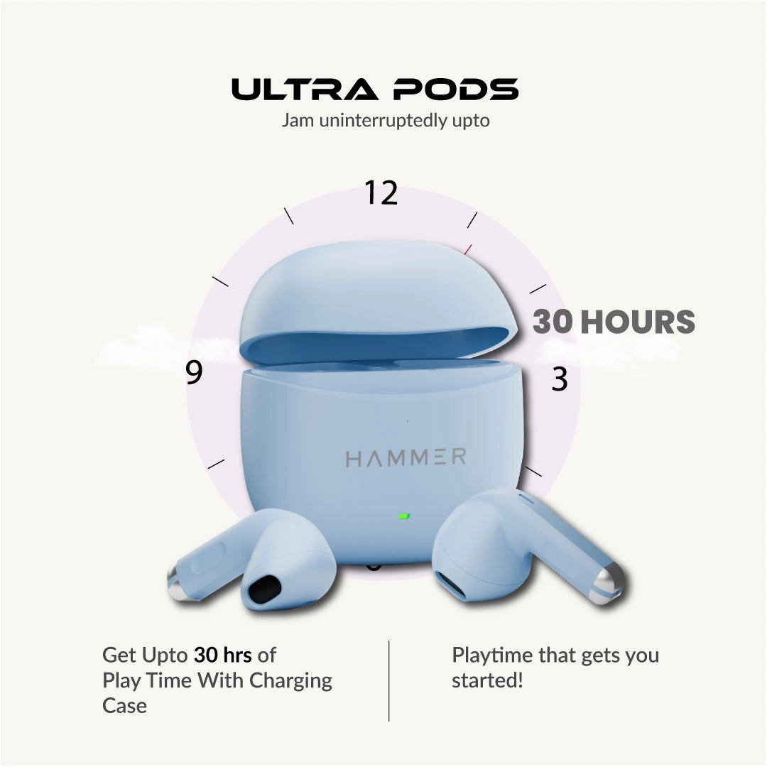 Hammer Ultra Pods TWS Earbuds with 3D Stereo Sound & Touch Controls