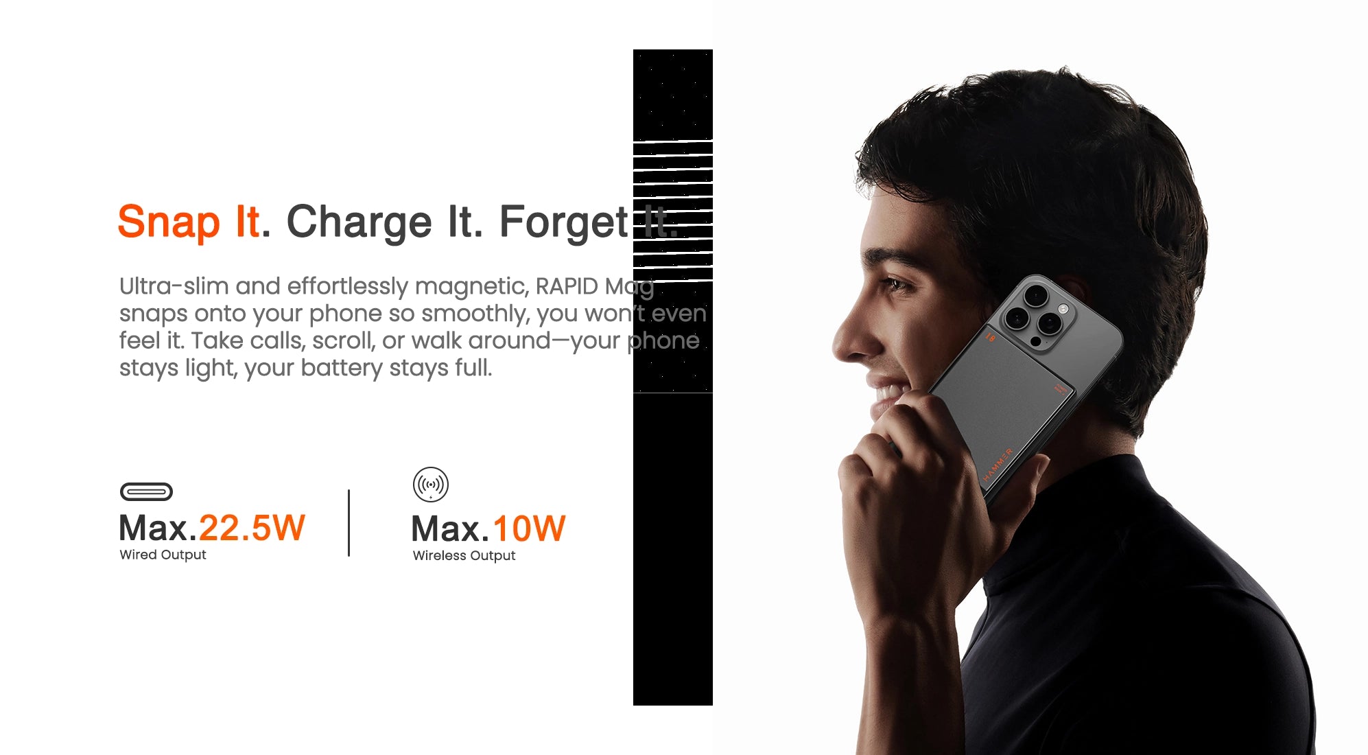 Ultra-slim magnetic power bank with 22.5W fast wired and 10W wireless charging