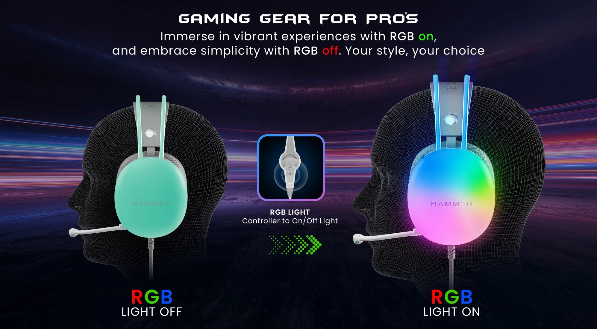 RGB Lights Wireless Headphones