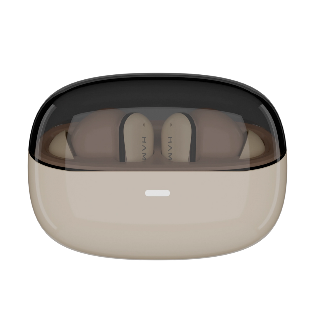 Hammer Aura Wireless Ear Buds with 32dB ANC, 4-Mic ENC,50H Playtime, Low Latency Gaming Mode, IPX4 (Beige)