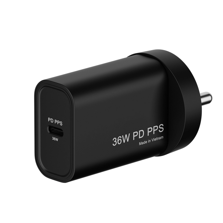 Hammer 36W Fast GaN Charger, iPhone 0 to 50% in 30mins, Dual USB-C, Compatible with iPhone, Samsung Mobiles & Laptop, 2 Yr Warranty, With C to C Cable (Black)