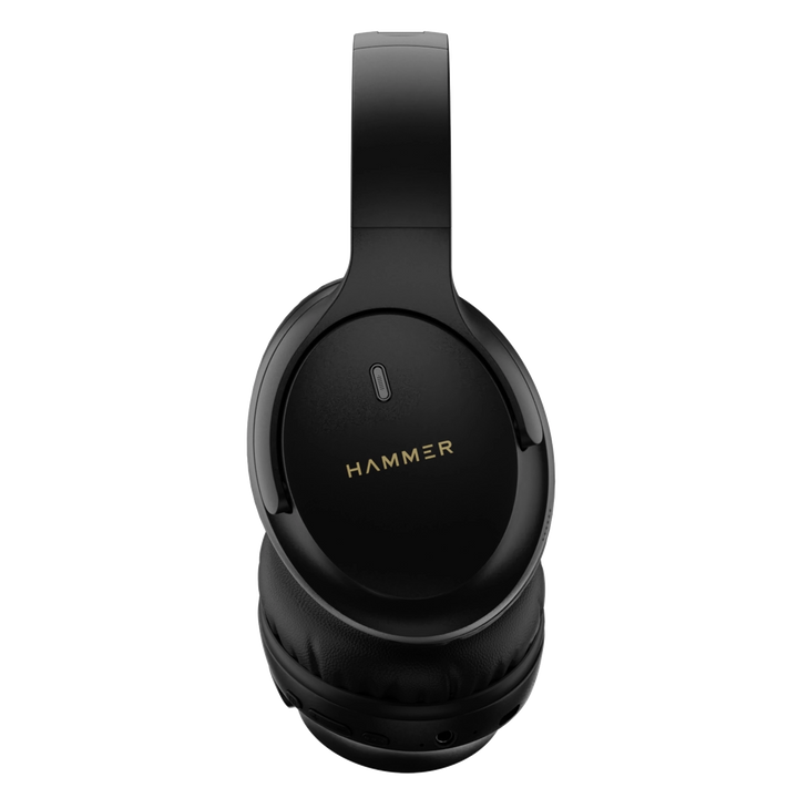 Hammer Bash Vivid ANC Wireless Bluetooth Over-Ear Headphones with 23 dB 70h Playtime, Type-C Fast Charging, Comfort Fit, Foldable Black