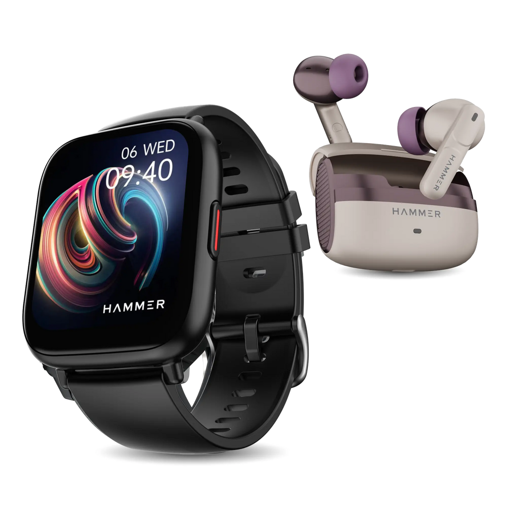 Hammer Fit+ Bluetooth Smart Watch & Stellar TWS Earbuds (Combo)