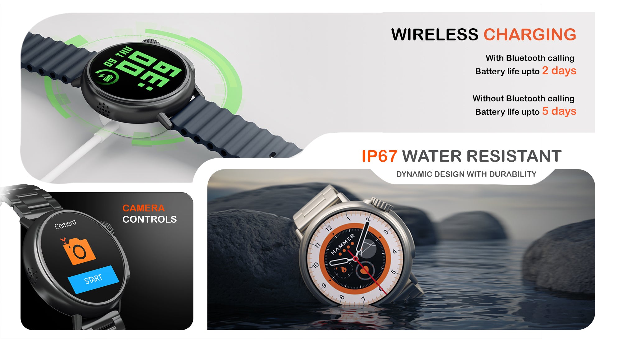 Wireless charging smart watch