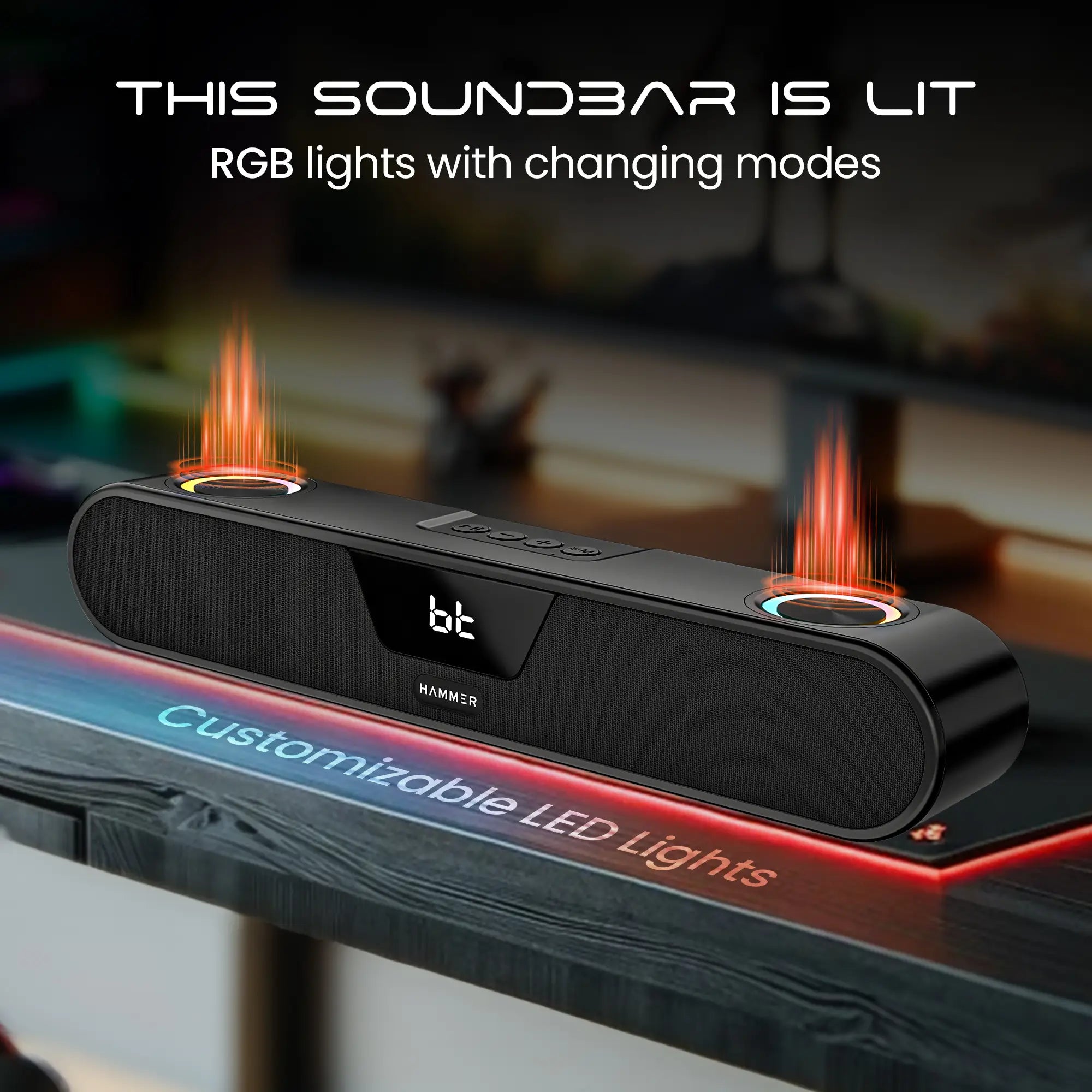 Soundbar with RGB lighting effects 