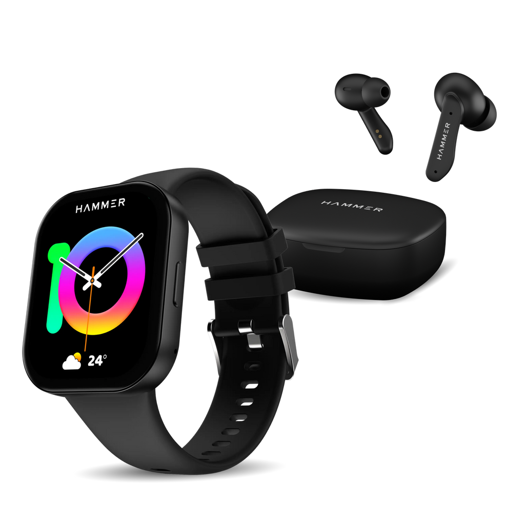 Hammer Robust Smartwatch & Solitude Bluetooth Earbuds (Combo)