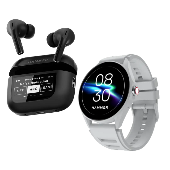 Hammer Screen TWS Bluetooth Earbuds with 32 db ANC + ENC and On Case Display