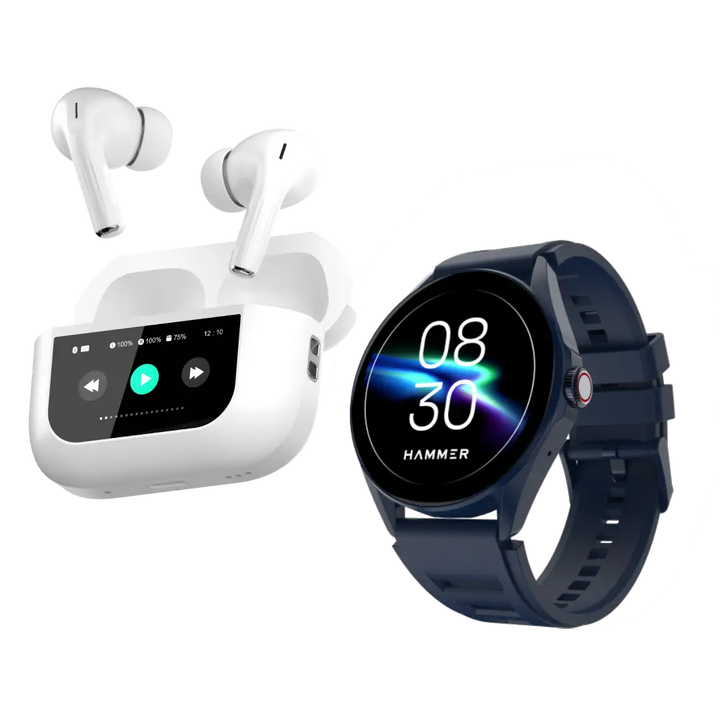 Hammer Screen TWS Bluetooth Earbuds with 32 db ANC + ENC and On Case Display