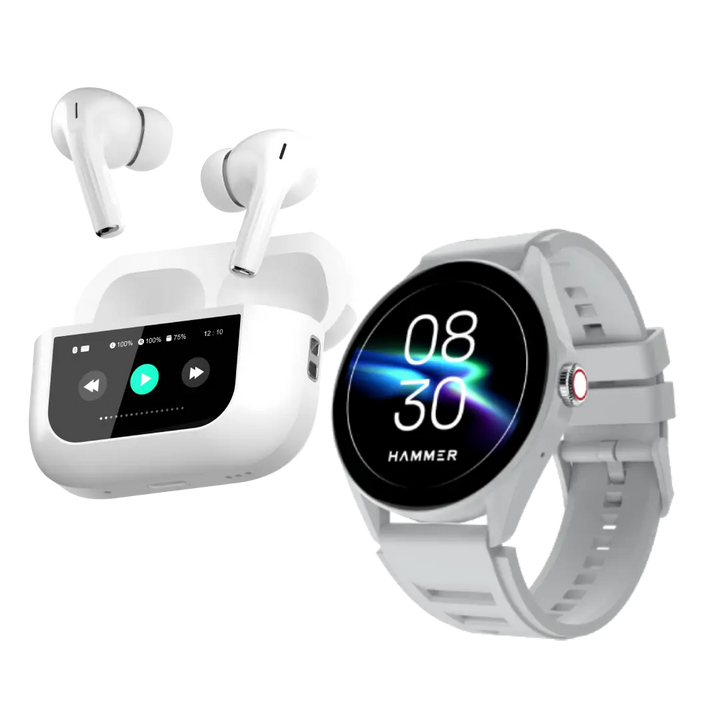 Hammer Screen TWS Bluetooth Earbuds with 32 db ANC + ENC and On Case Display