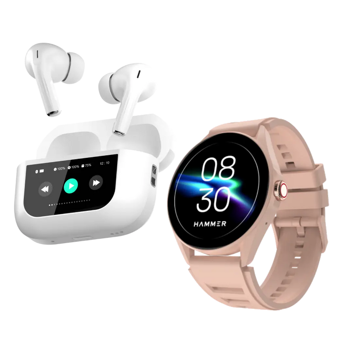 Hammer Screen TWS Bluetooth Earbuds with 32 db ANC + ENC and On Case Display