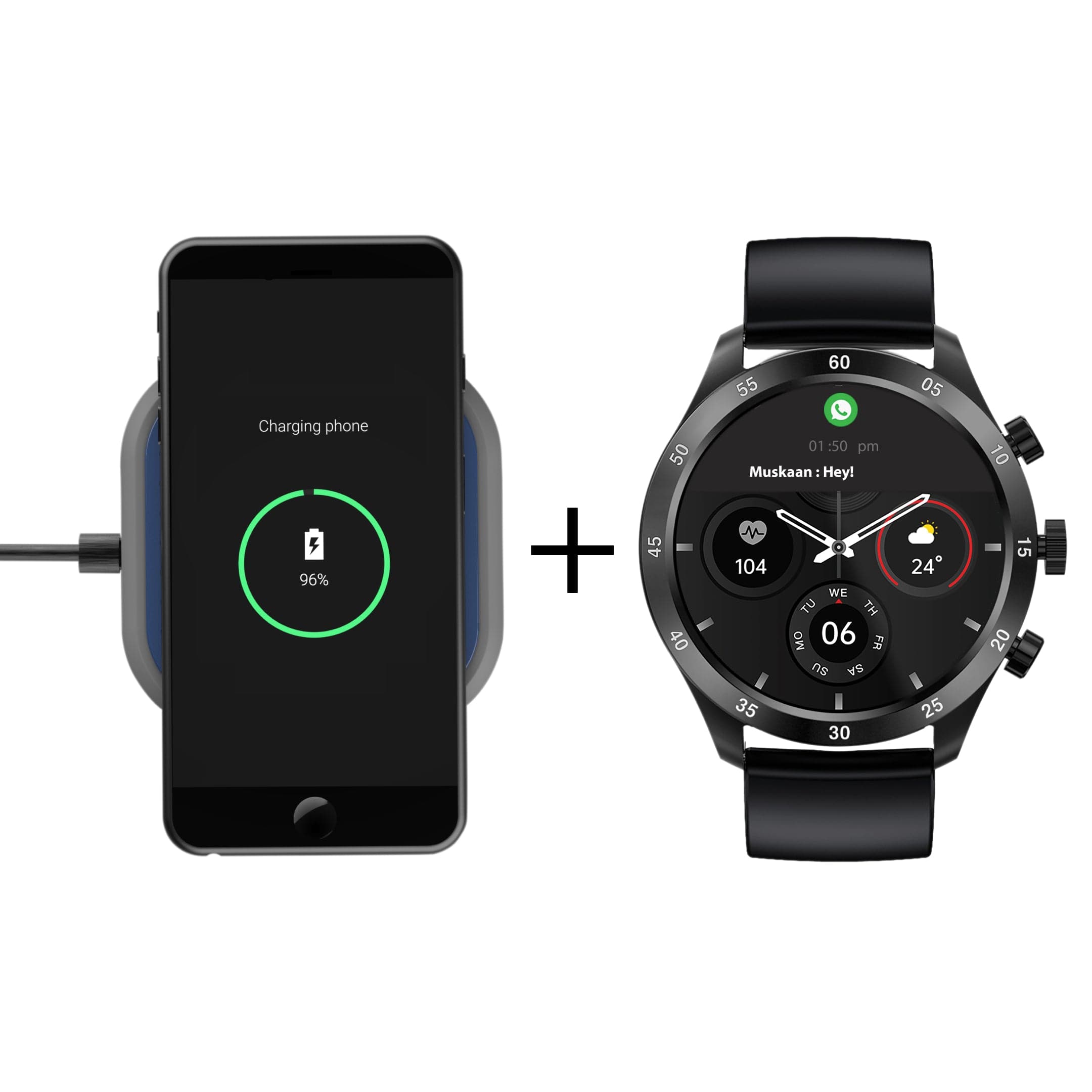 Hammer Flex Wireless Charger and Active Bluetooth Calling Smartwatch