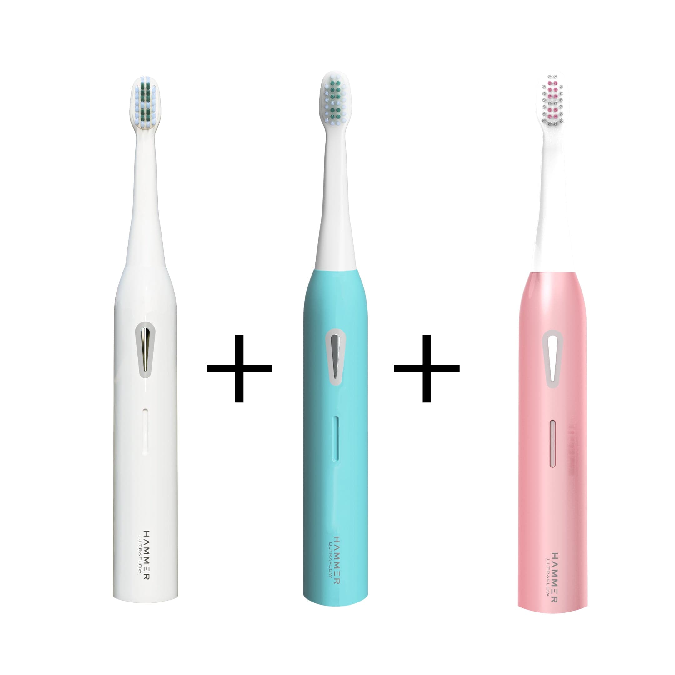 Hammer Ultra Flow Electric Toothbrush Combo (Blue, White & Pink)
