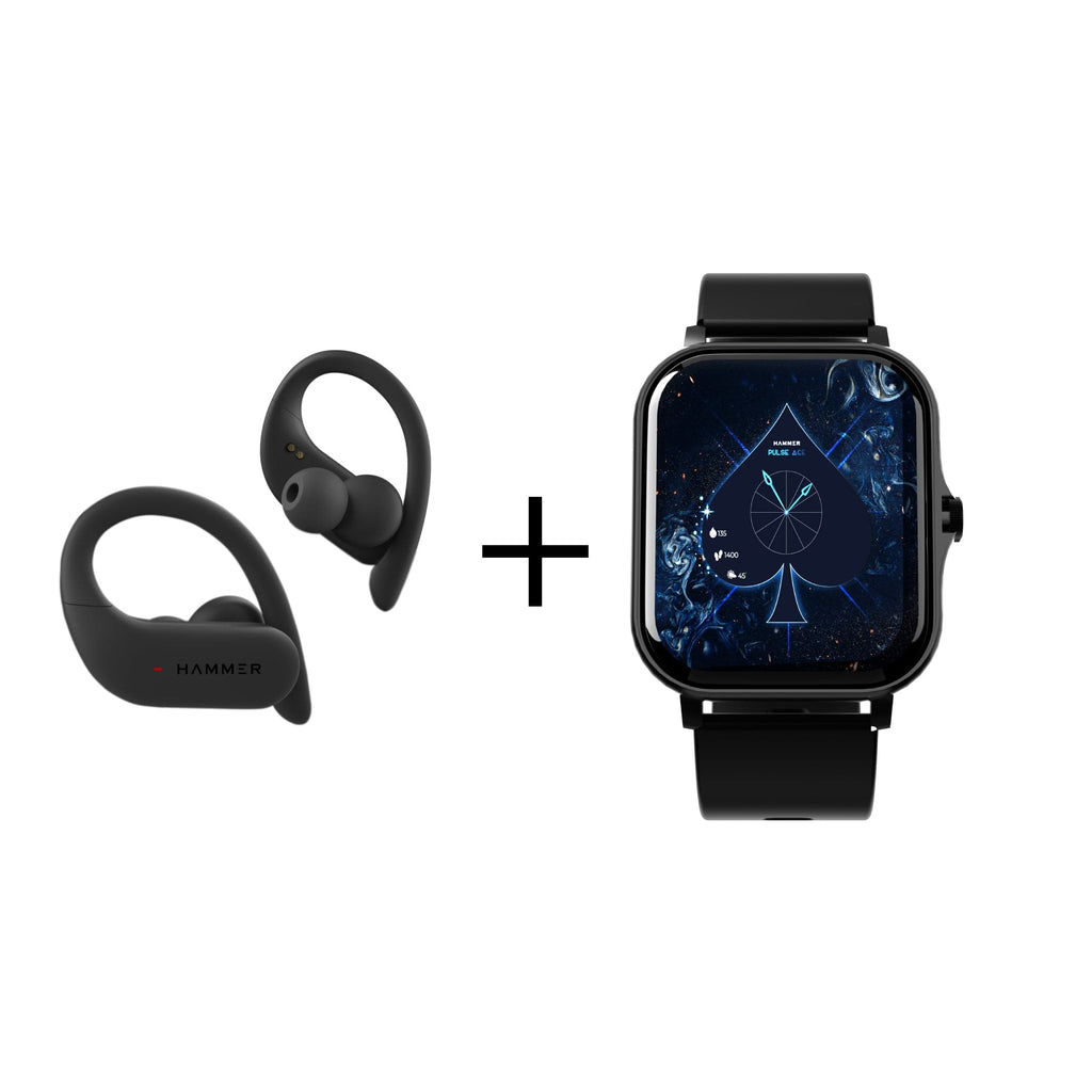 Hammer KO 2.0 Bluetooth TWS Hammer Pulse Ace Bluetooth Calling Smartwatch (Combo)